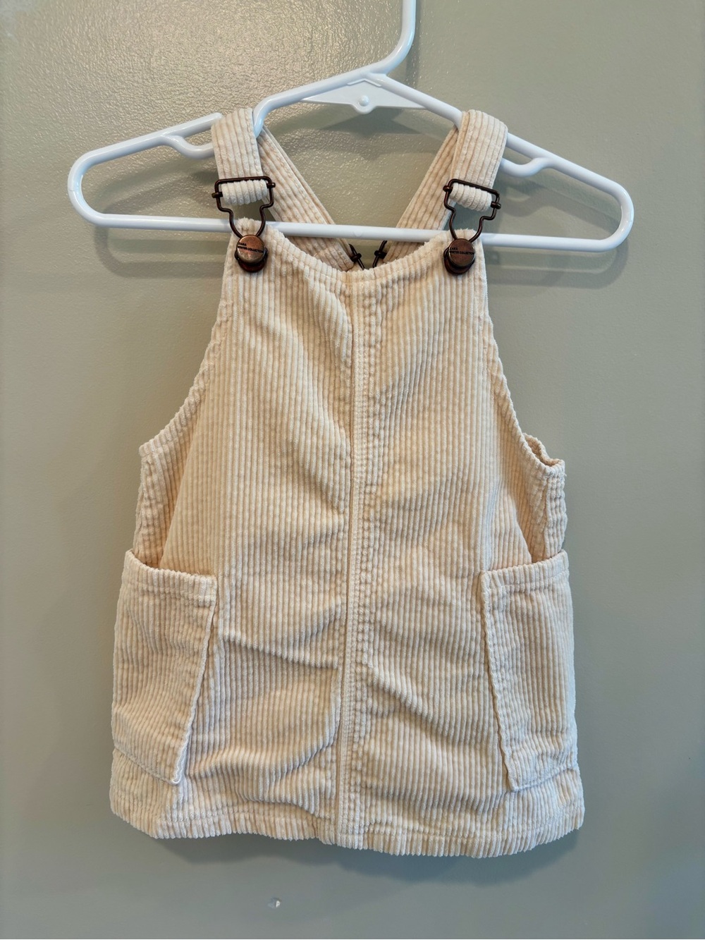 Zara Cream Corduroy Overall Dress - Size 12-18M